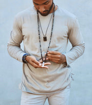 mala beads, mala necklace, shungite, hawk's eye